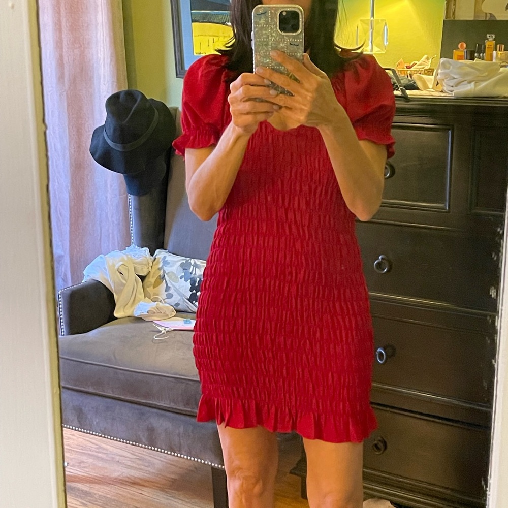 Cotton Candy Vibrant Red Mini Dress
